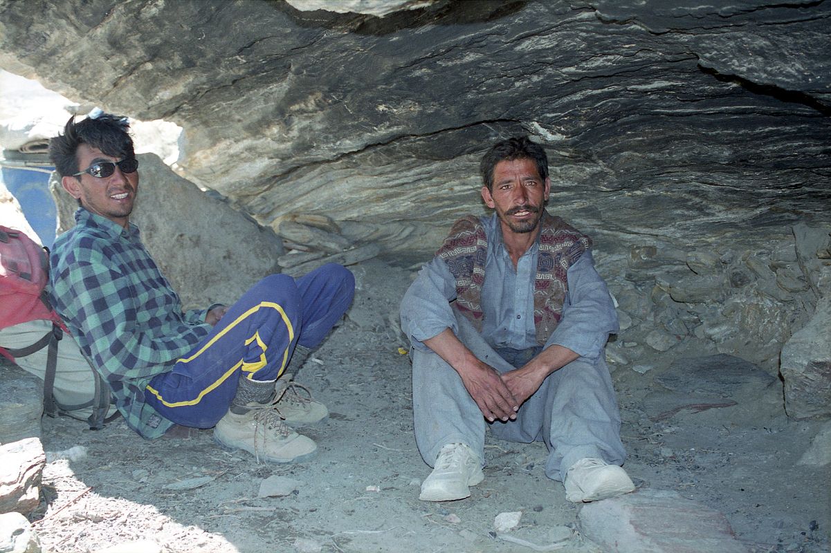 09 Guide Iqbal And Porter Hayder Khan Rest In a Cave Between Korophon And Jhola